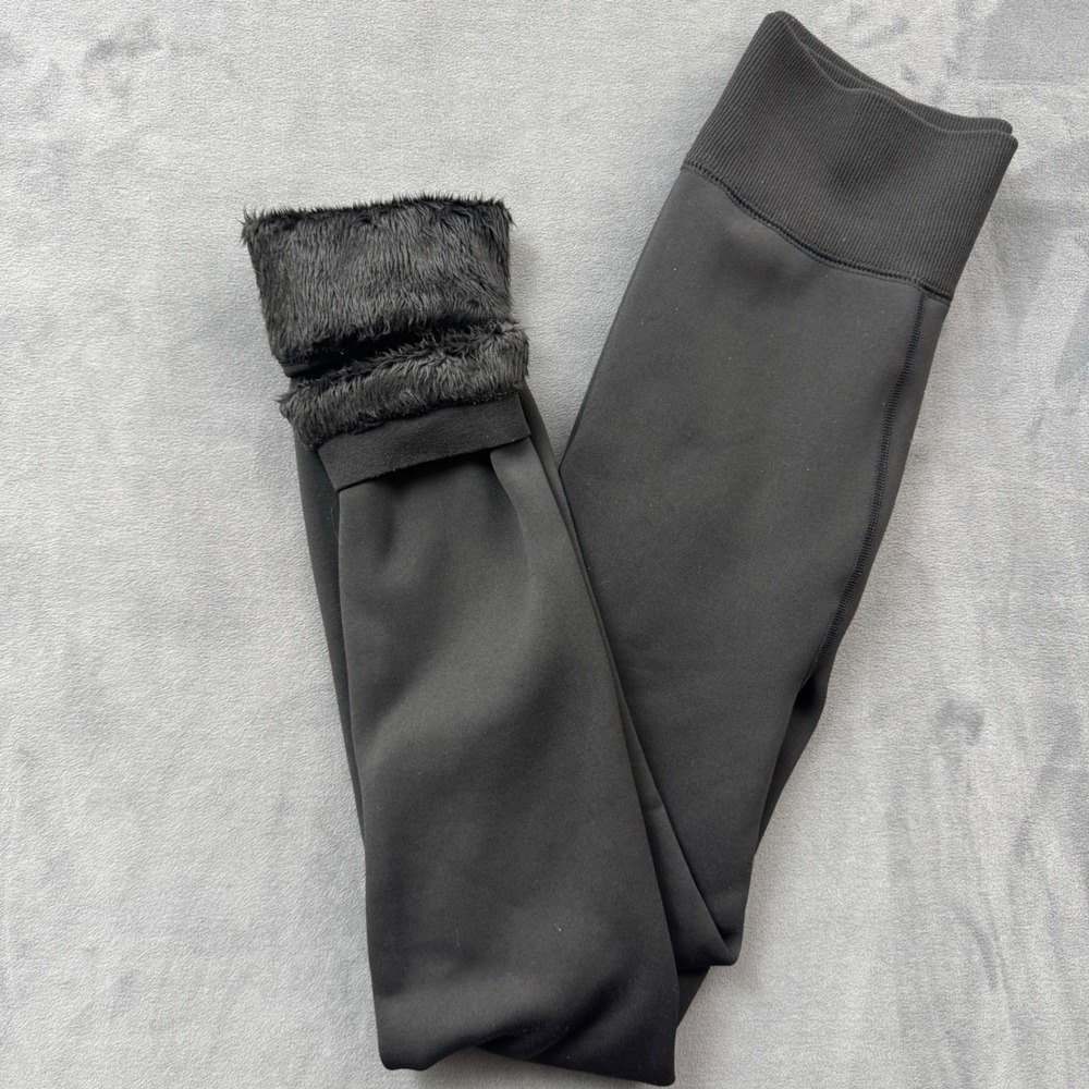 Free Country Black Faux Fur Fleece Lined Leggings High Waist XS 41LAF4927S